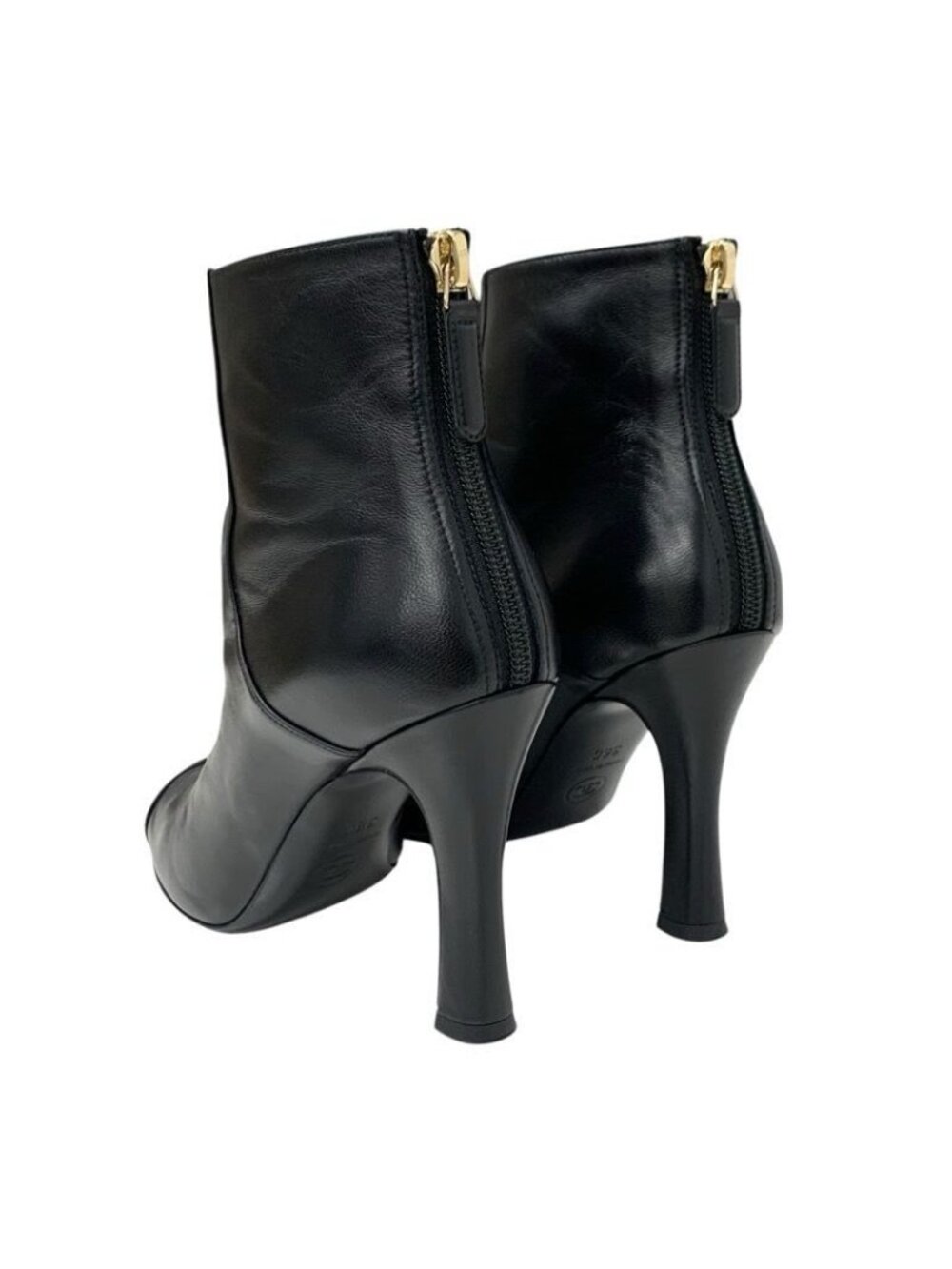 Chanel Boots Short Shoes Leather Fabric Black Coco Mark Pearl - Picture 4 of 10